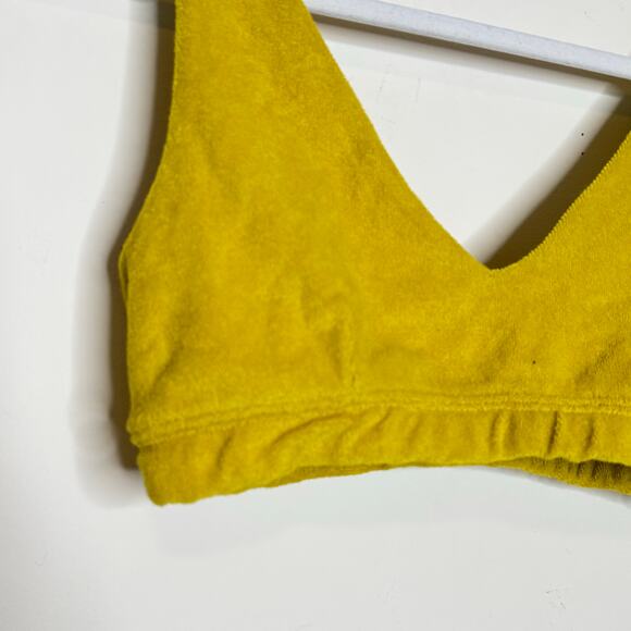 OFFLINE by Aerie Terry Sports Bra Size Large NWT Green Rush Plunge Neck - Picture 3 of 7